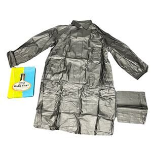 1960s NWT Mod Steel Grey Vinyl Rain Jacket In Box Fetish / Men’s Small -